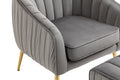 Velvet Accent Chair With Ottoman, Modern Tufted Barrel Chair Ottoman Set For Living Room Bedroom, Golden Finished, Grey Grey Foam Velvet