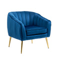 Velvet Accent Chair With Ottoman, Modern Tufted Barrel Chair Ottoman Set For Living Room Bedroom, Golden Finished, Blue Blue Foam Velvet