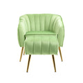 Velvet Accent Chair With Ottoman, Modern Tufted Barrel Chair Ottoman Set For Living Room Bedroom, Golden Finished, Grass Green Grass Green Foam Velvet