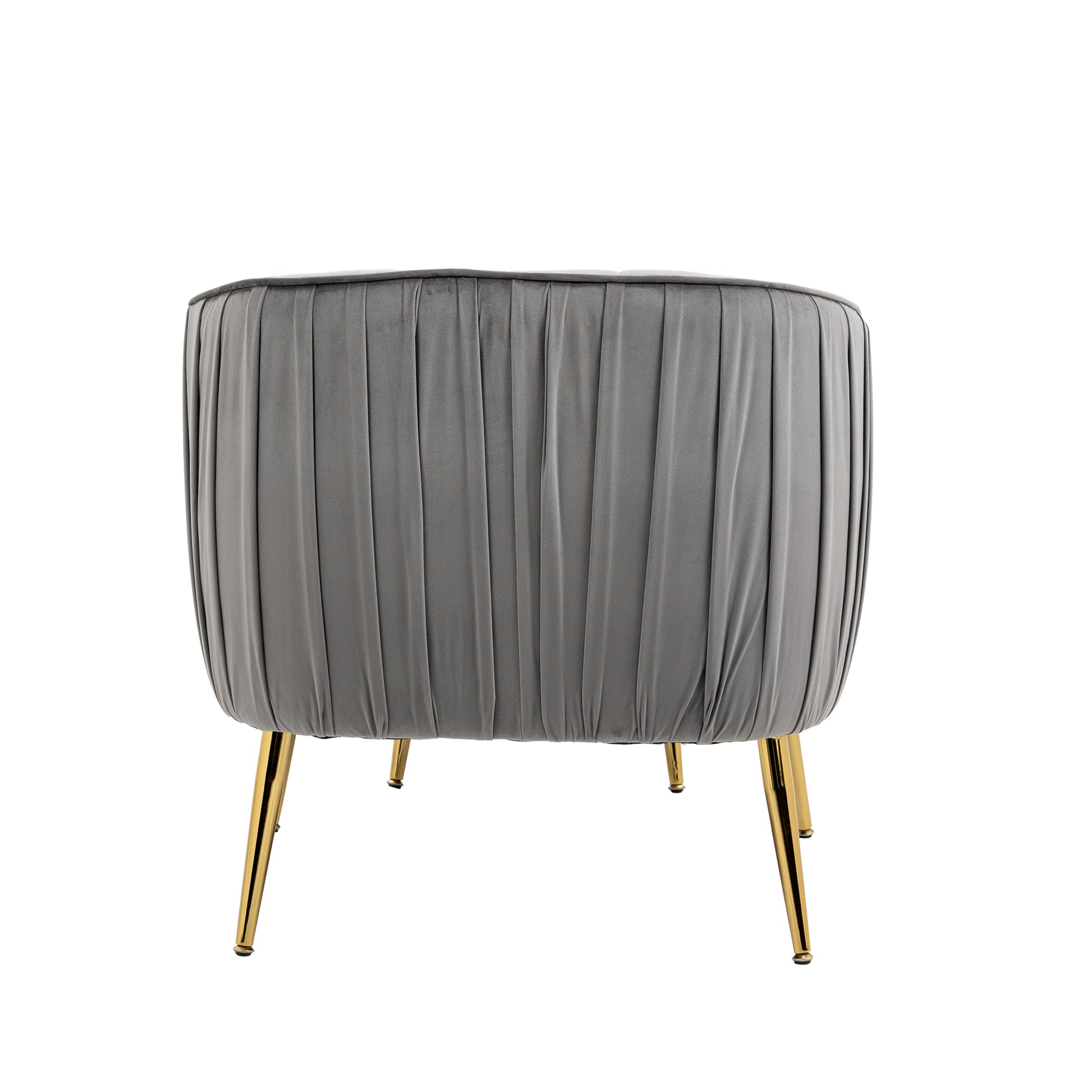 Velvet Accent Chair With Ottoman, Modern Tufted Barrel Chair Ottoman Set For Living Room Bedroom, Golden Finished, Grey Grey Foam Velvet