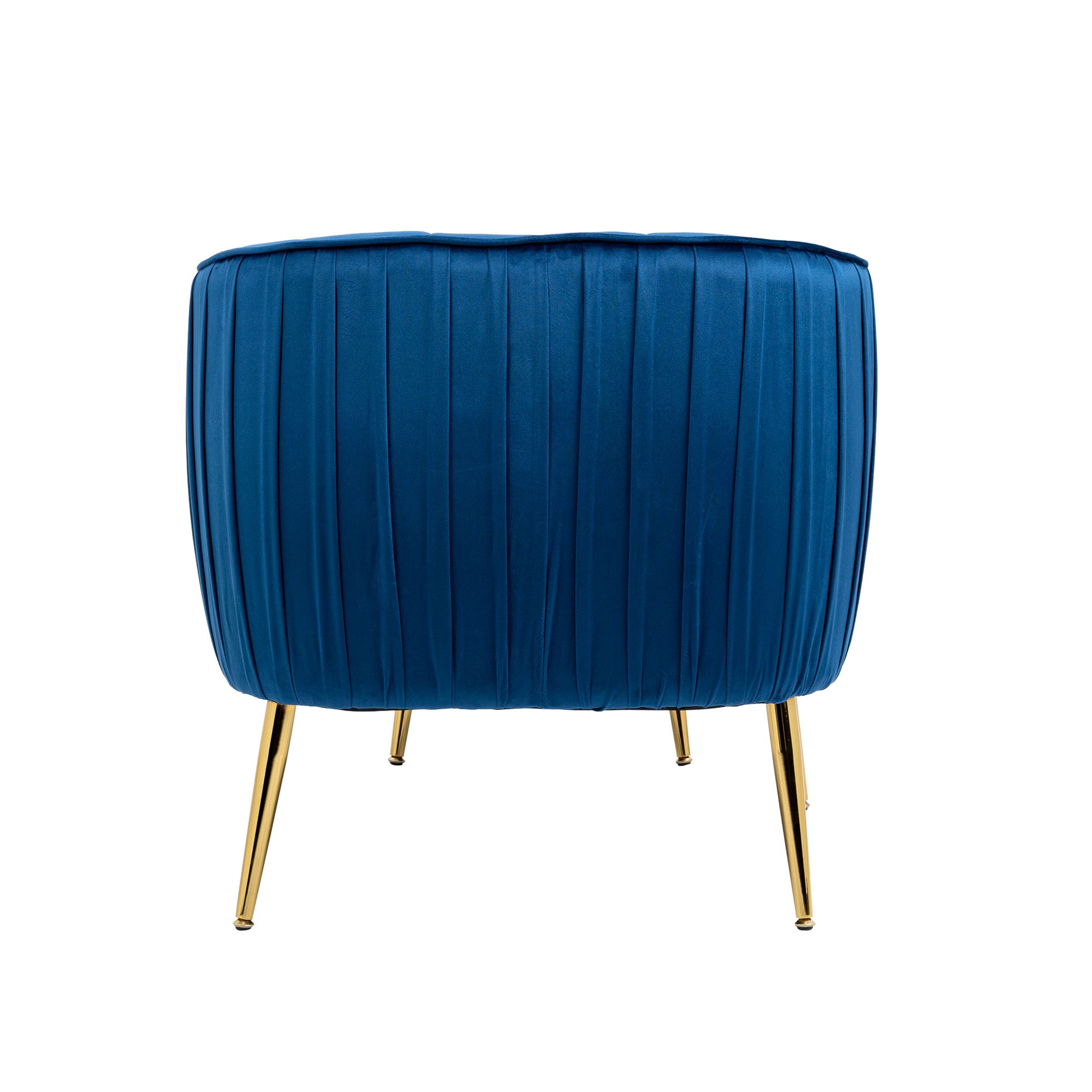 Velvet Accent Chair With Ottoman, Modern Tufted Barrel Chair Ottoman Set For Living Room Bedroom, Golden Finished, Blue Blue Foam Velvet