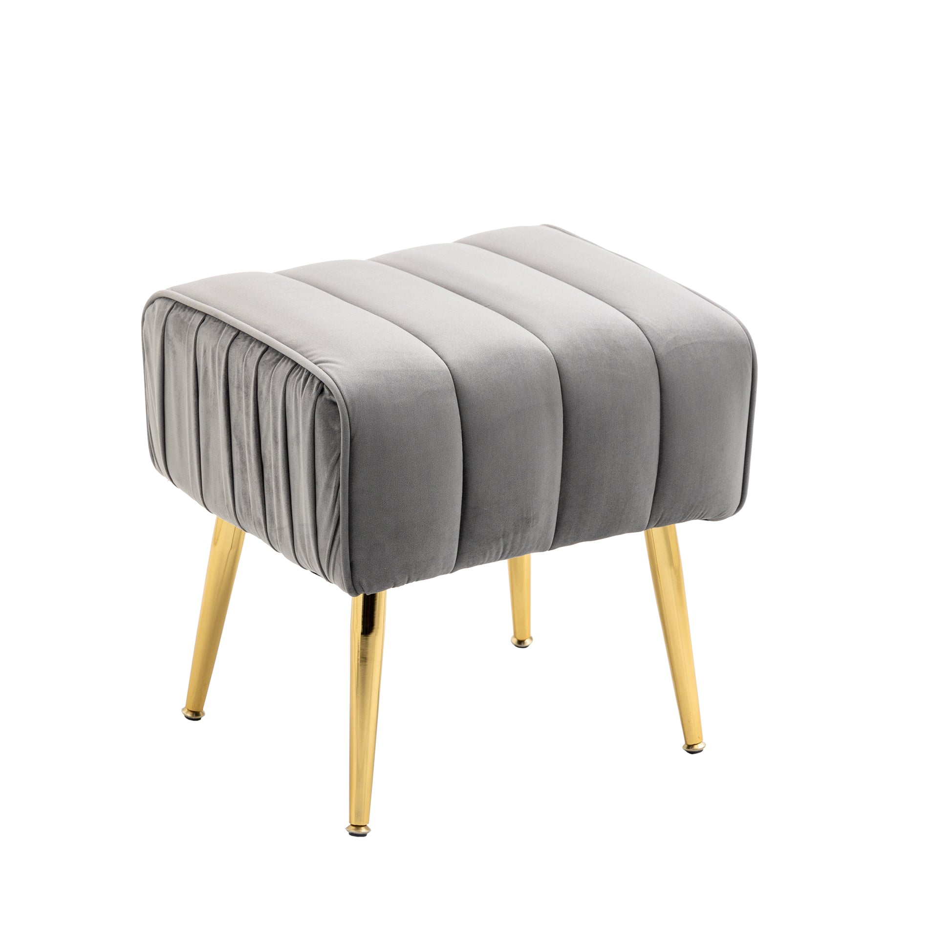 Velvet Accent Chair With Ottoman, Modern Tufted Barrel Chair Ottoman Set For Living Room Bedroom, Golden Finished, Grey Grey Foam Velvet