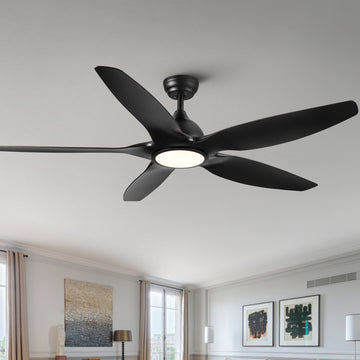 60 In Intergrated Led Ceiling Fan Lighting With Black Abs Blade Black Abs