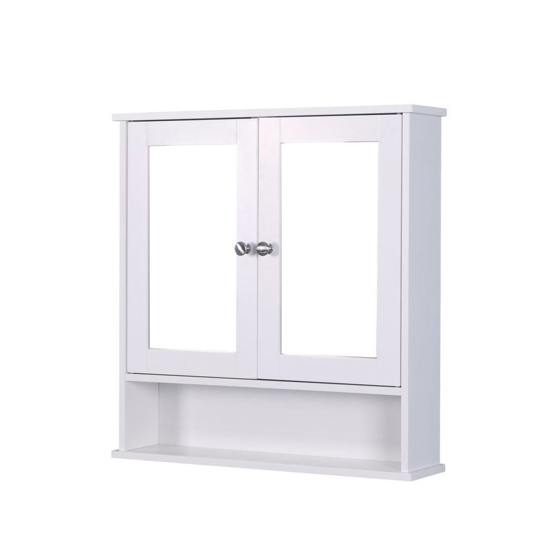 Wall Mounted Bathroom Cabinet With 2 Mirror Doors And Adjustable Shelf White Mdf