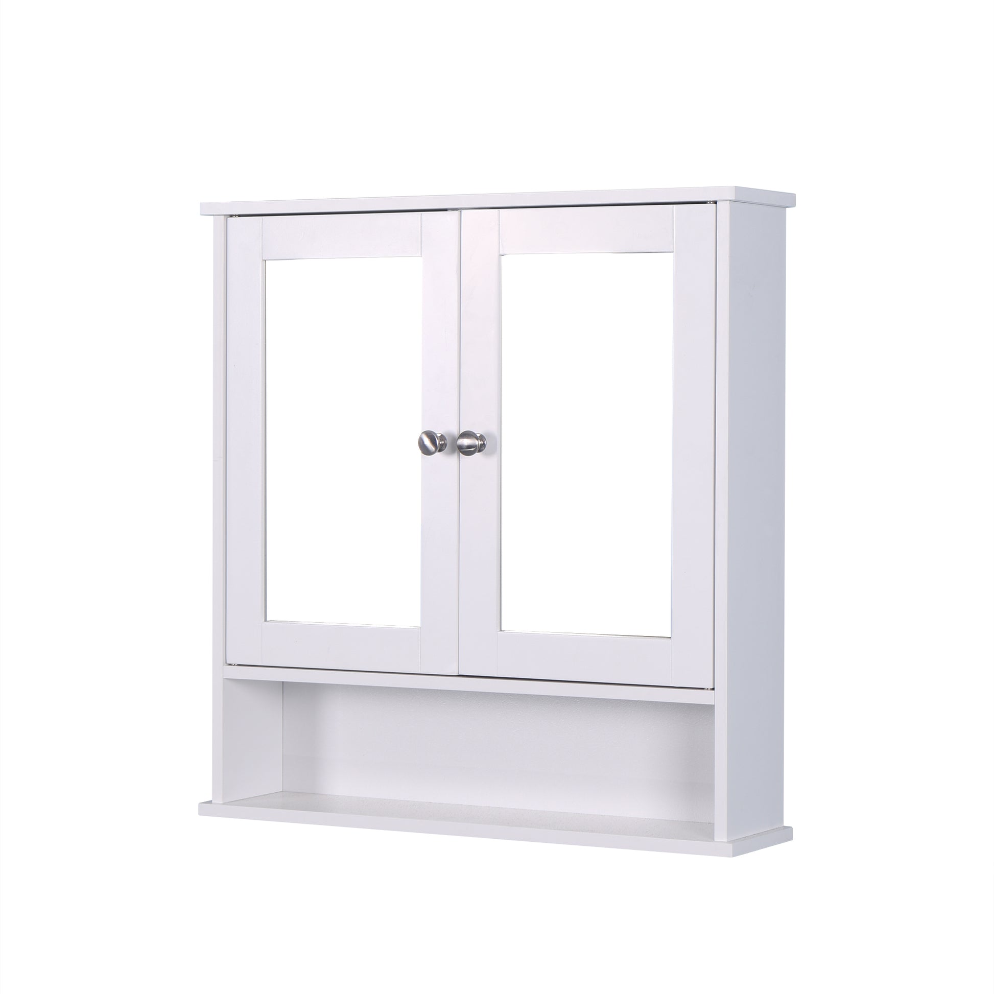 Wall Mounted Bathroom Cabinet With 2 Mirror Doors And Adjustable Shelf White Mdf