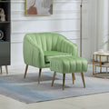 Velvet Accent Chair With Ottoman, Modern Tufted Barrel Chair Ottoman Set For Living Room Bedroom, Golden Finished, Grass Green Grass Green Foam Velvet