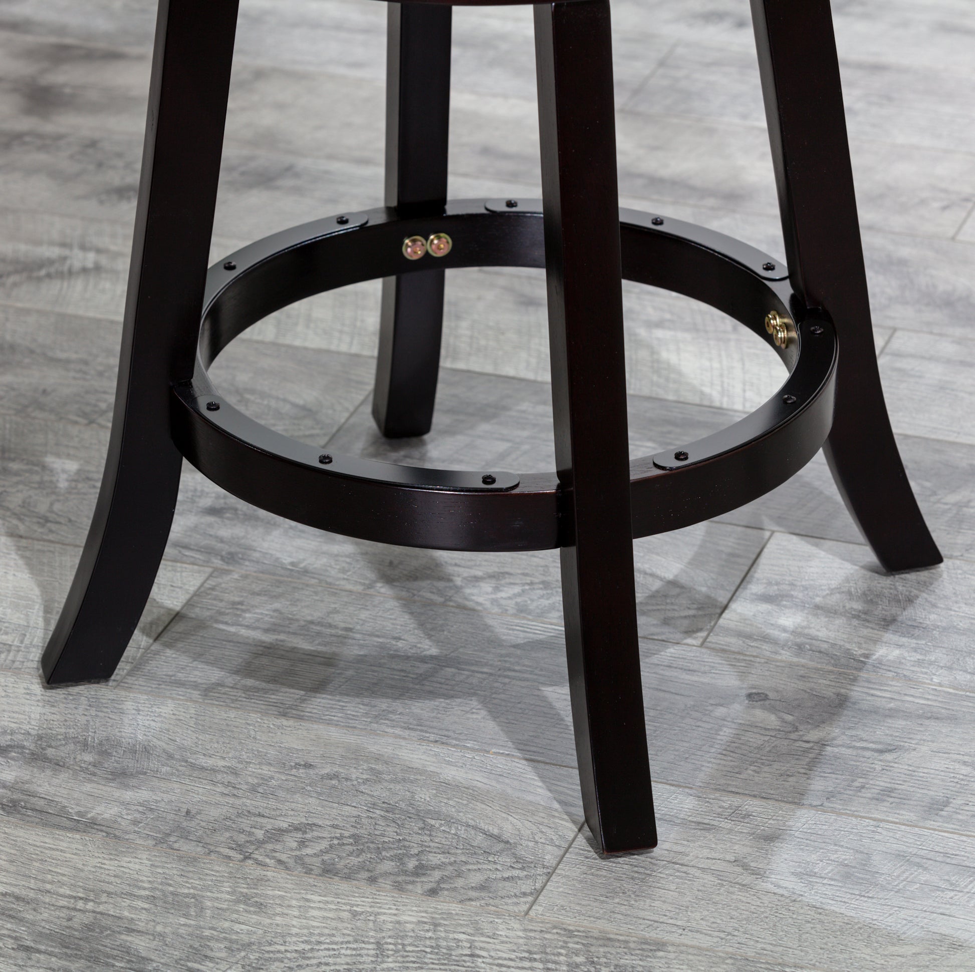 24" Counter Height X Back Swivel Stool, Espresso Finish, Beige Fabric Seat Espresso Fabric