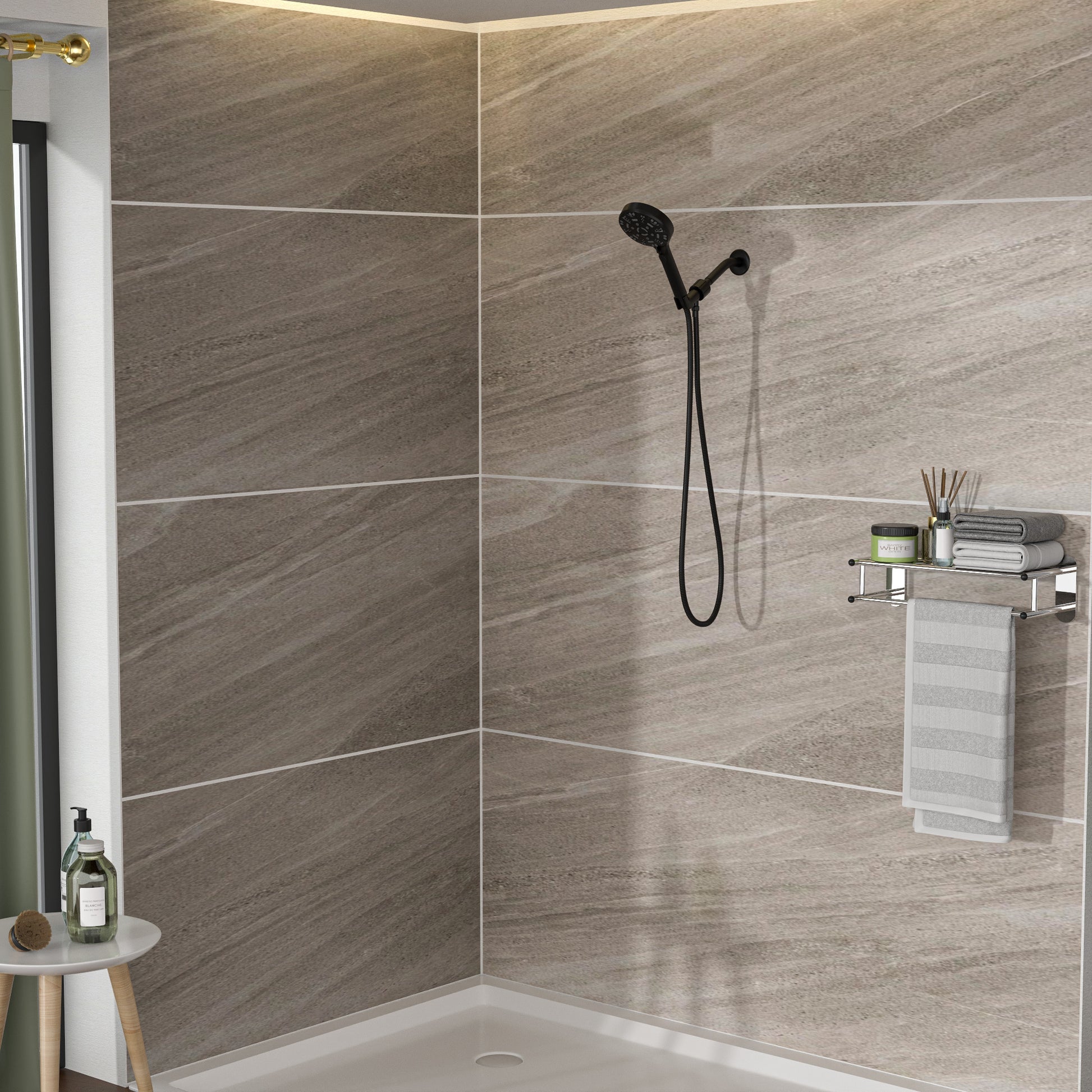 Multi Function Adjustable Hand Shower 8 Function Hand Shower, Matte Black Matte Black Plastic