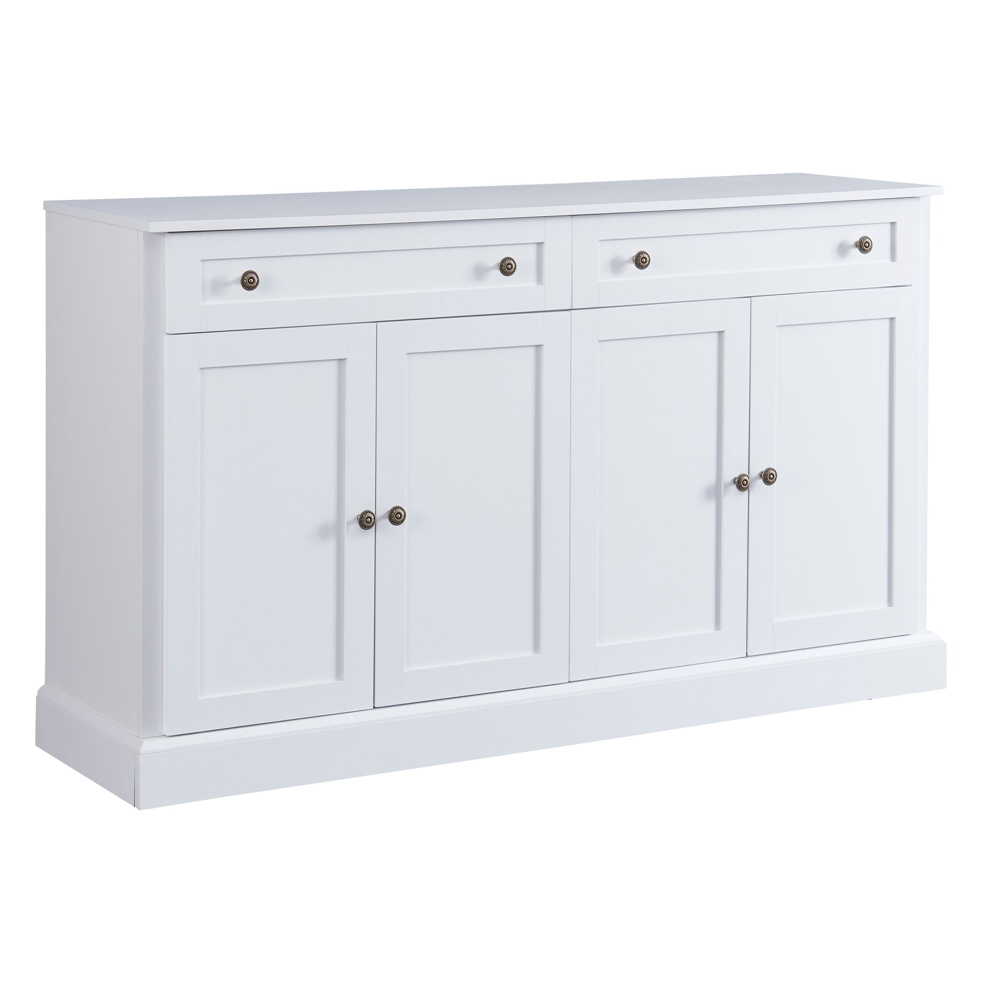 Kitchen Sideboard Storage Buffet Cabinet With 2 Drawers & 4 Doors Adjustable Shelves For Dining Room, Living Room White White Particle Board