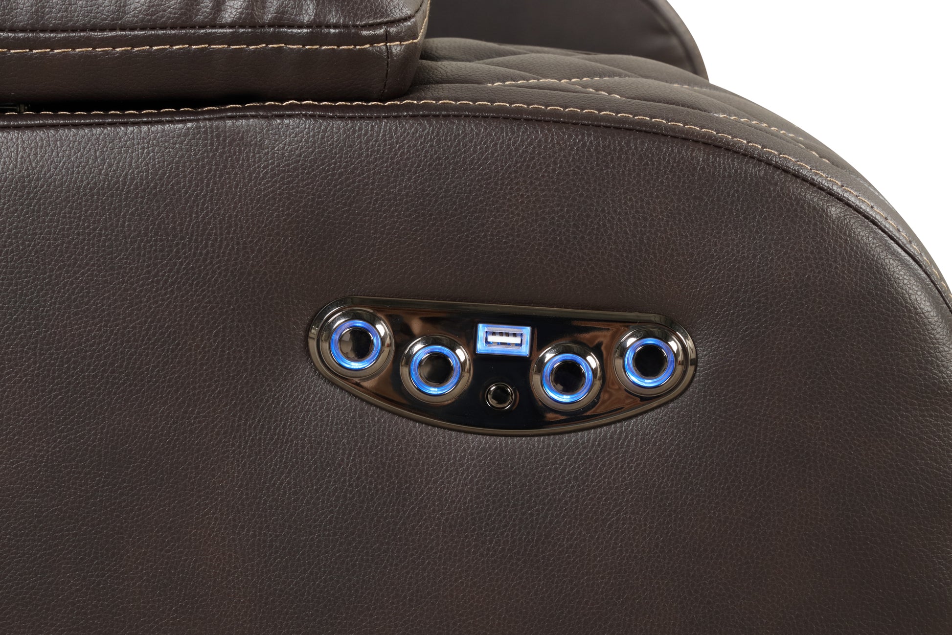 Benz Led & Power Recliner Chair Made With Faux Leather In Brown Brown Faux Leather