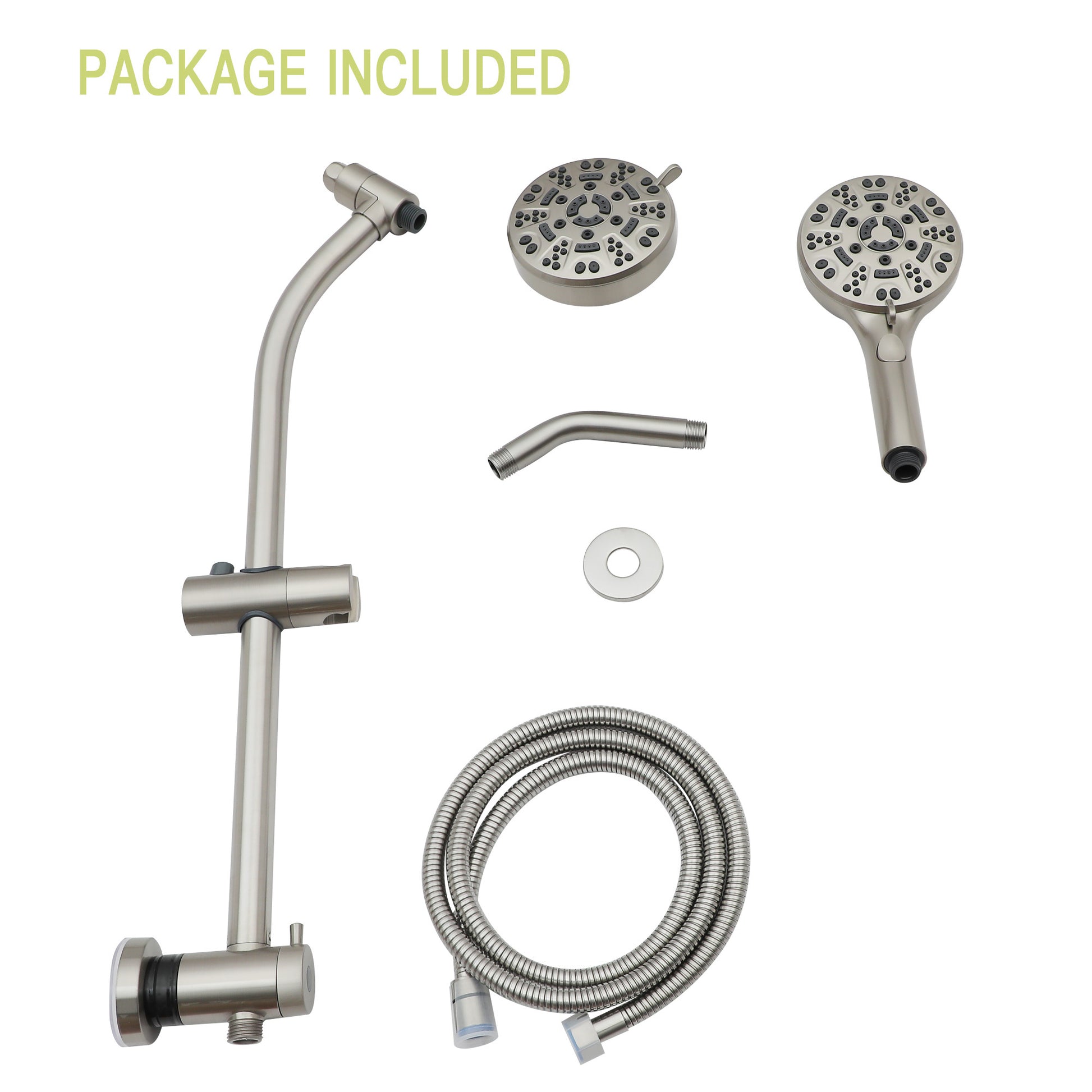 Multi Function Dual Shower Head Shower System With 4.7" Rain Showerhead, 8 Function Hand Shower, Adjustable Slide Bar,Brushed Nickel Brushed Nickel Plastic