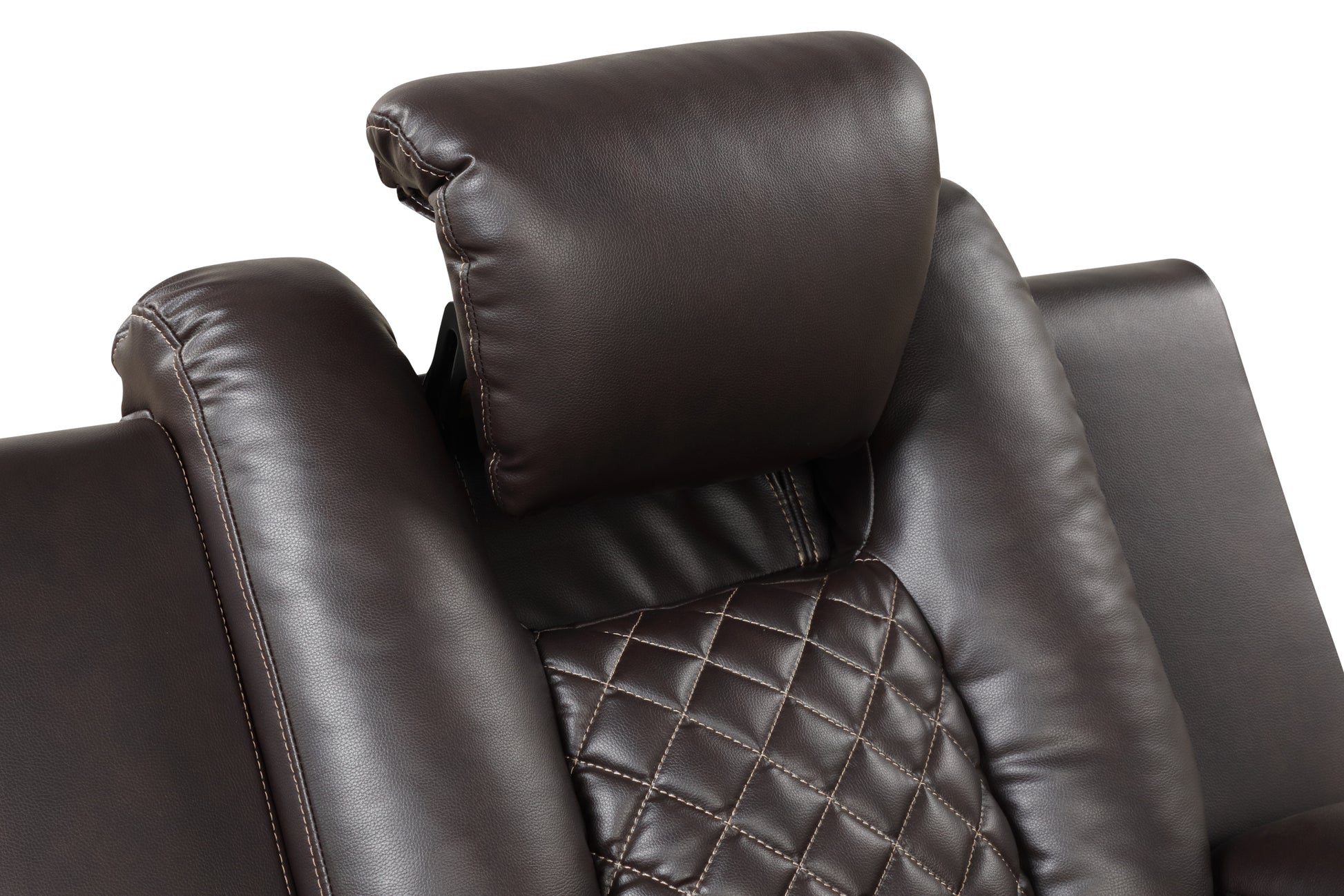 Benz Led & Power Reclining Loveseat Made With Faux Leather In Brown Brown Faux Leather Metal Primary Living Space Medium Soft Cushion Back Heavy Duty Contemporary,Modern Solid Wood Mdf Faux Leather