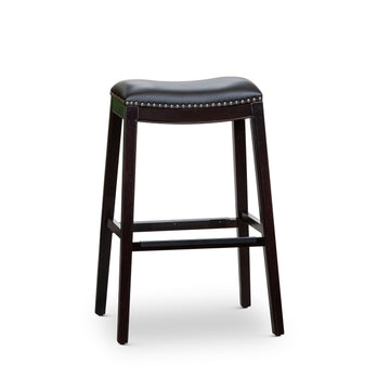 30" Bar Stool, Espresso Finish, Black Leather Seat Espresso Bonded Leather