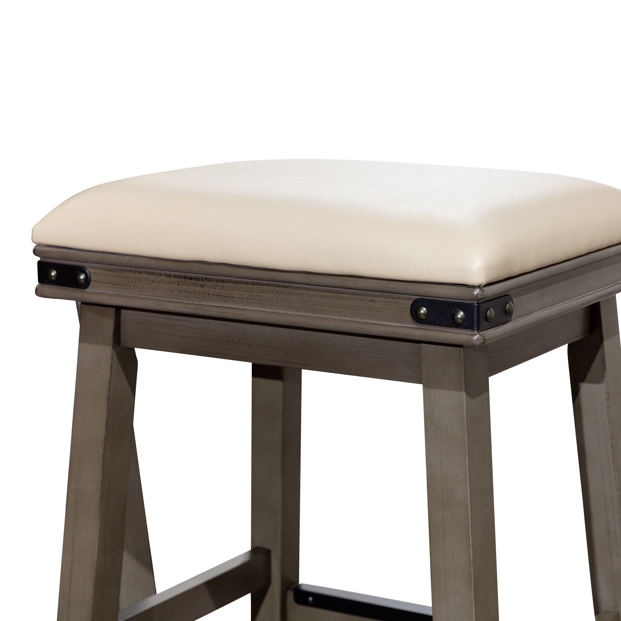 30" Bar Stool, Weathered Gray Finish, French Gray gray-bonded leather
