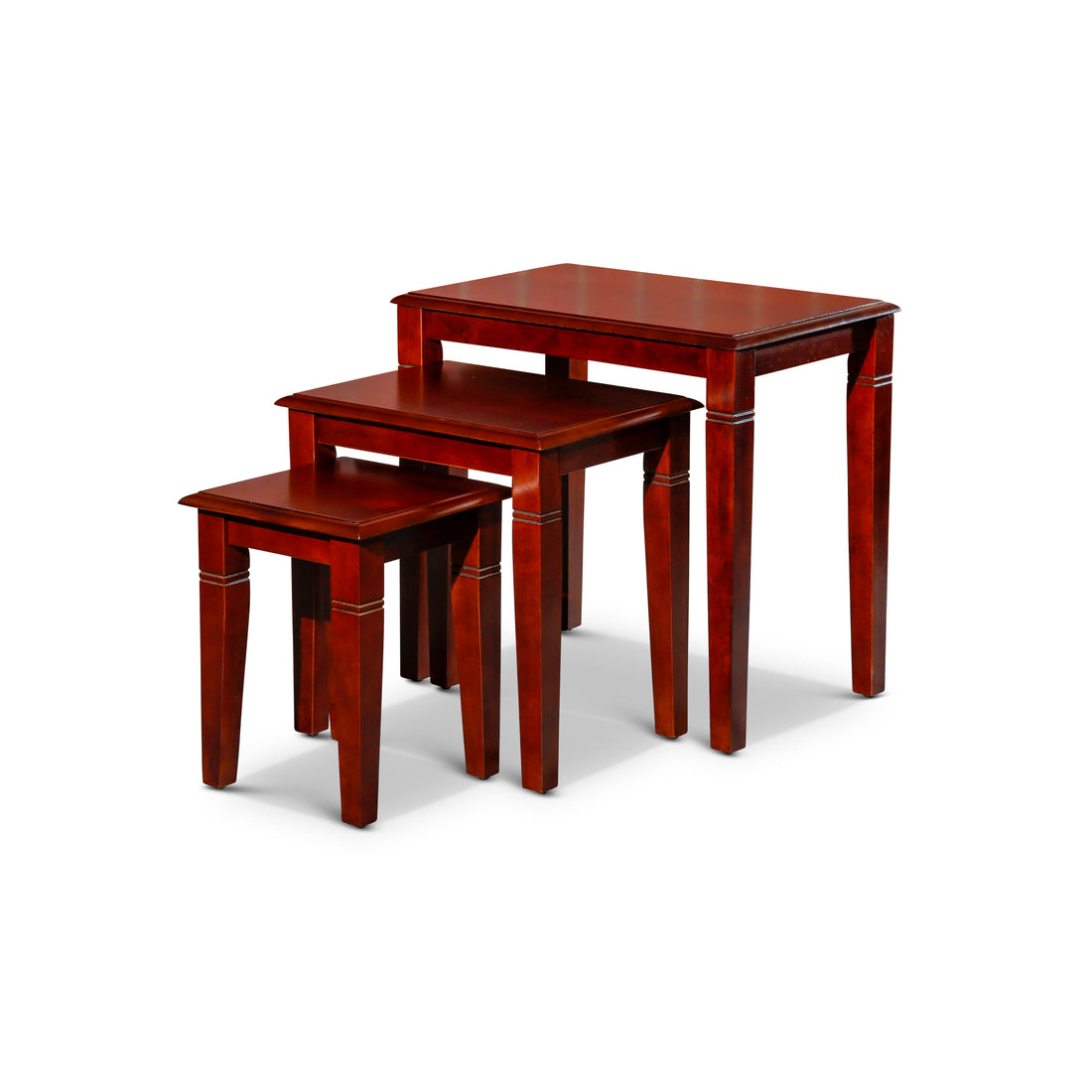 3 Piece Nesting Table Set, Cherry Cherry Rubber Wood