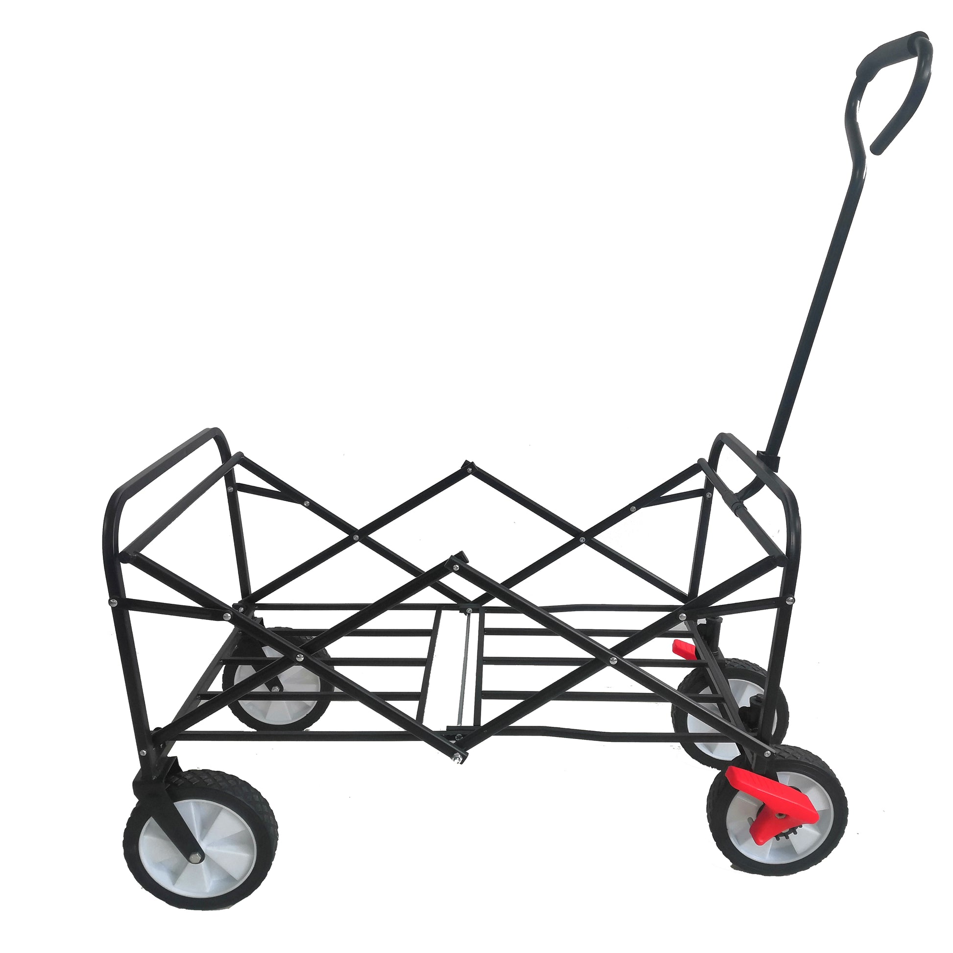 Folding Wagon Garden Shopping Beach Cart Black Black Metal