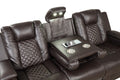 Benz Led & Power Reclining 2 Pc Set Made With Faux Leather In Brown Brown Faux Leather Metal Primary Living Space Medium Soft Cushion Back Contemporary,Modern Solid Wood Mdf Faux Leather 5 Seat