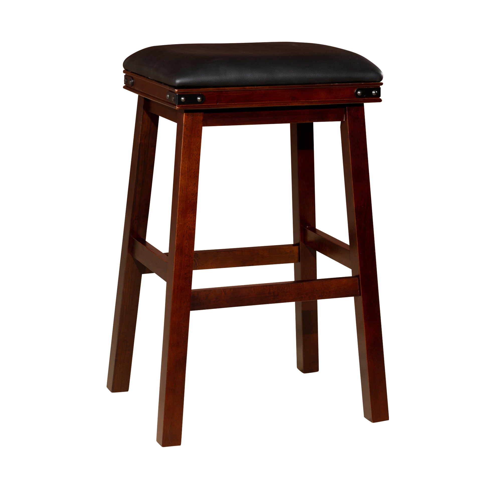 30" Bar Stool, Espresso Finish, Black Leather Seat Espresso Bonded Leather