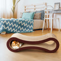 Fluffydream Cat Scratcher Cardboard, Scratching Pad House Bed Furniture Protector, Infinity Shape, Curved Brown Solid Wood