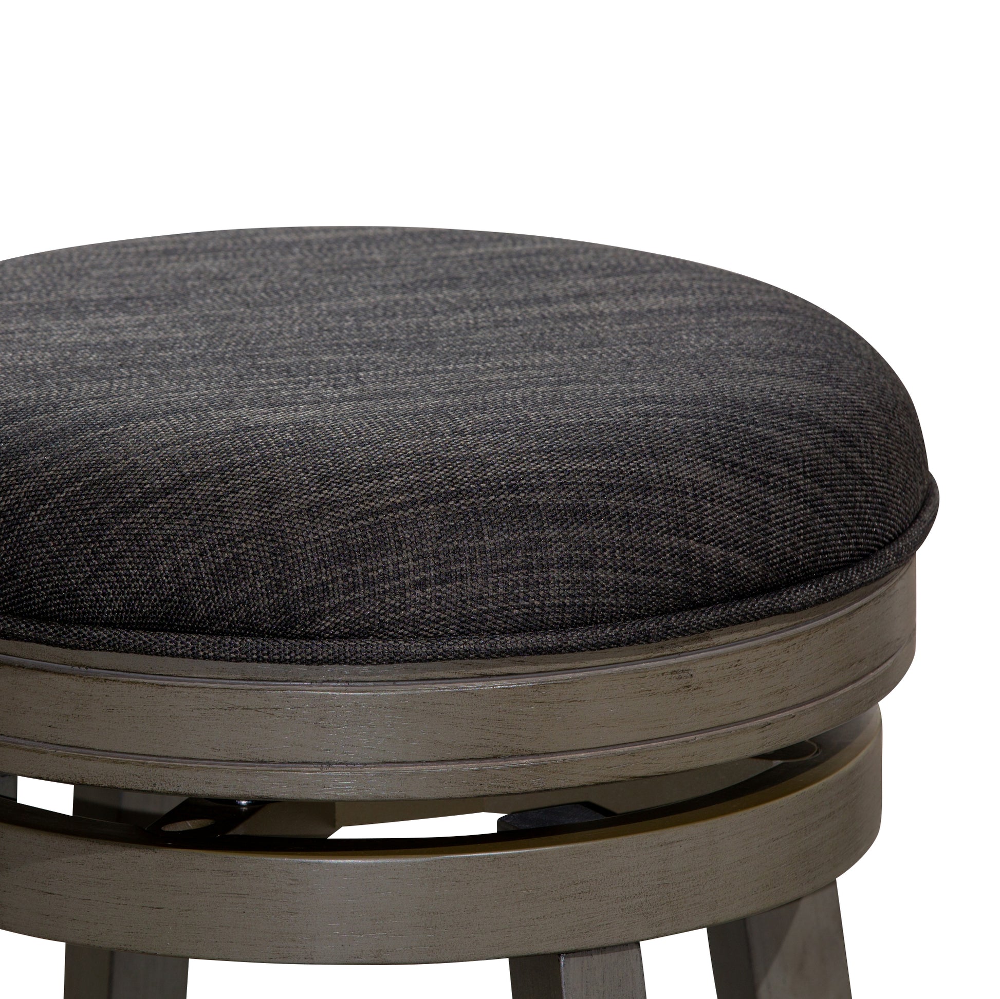 24" Counter Stool, Weathered Gray Finish, Charcoal Fabric Seat Gray Fabric