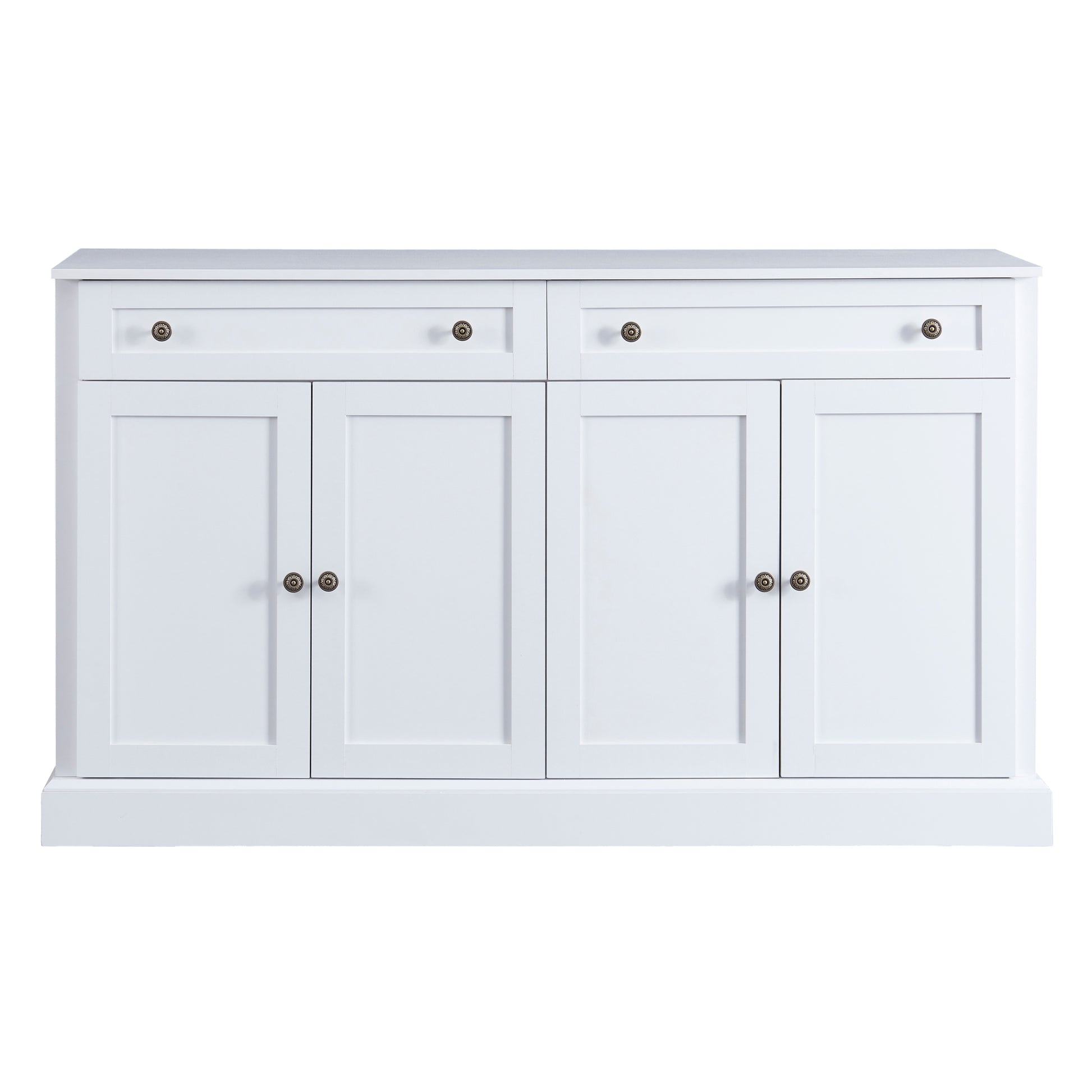 Kitchen Sideboard Storage Buffet Cabinet With 2 Drawers & 4 Doors Adjustable Shelves For Dining Room, Living Room White White Particle Board