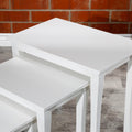 3 Piece Nesting Table Set, White White Rubber Wood