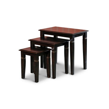 3 Piece Nesting Table Set, Espresso Espresso Rubber Wood