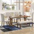 6 Piece Farmhouse Dining Table Set 72