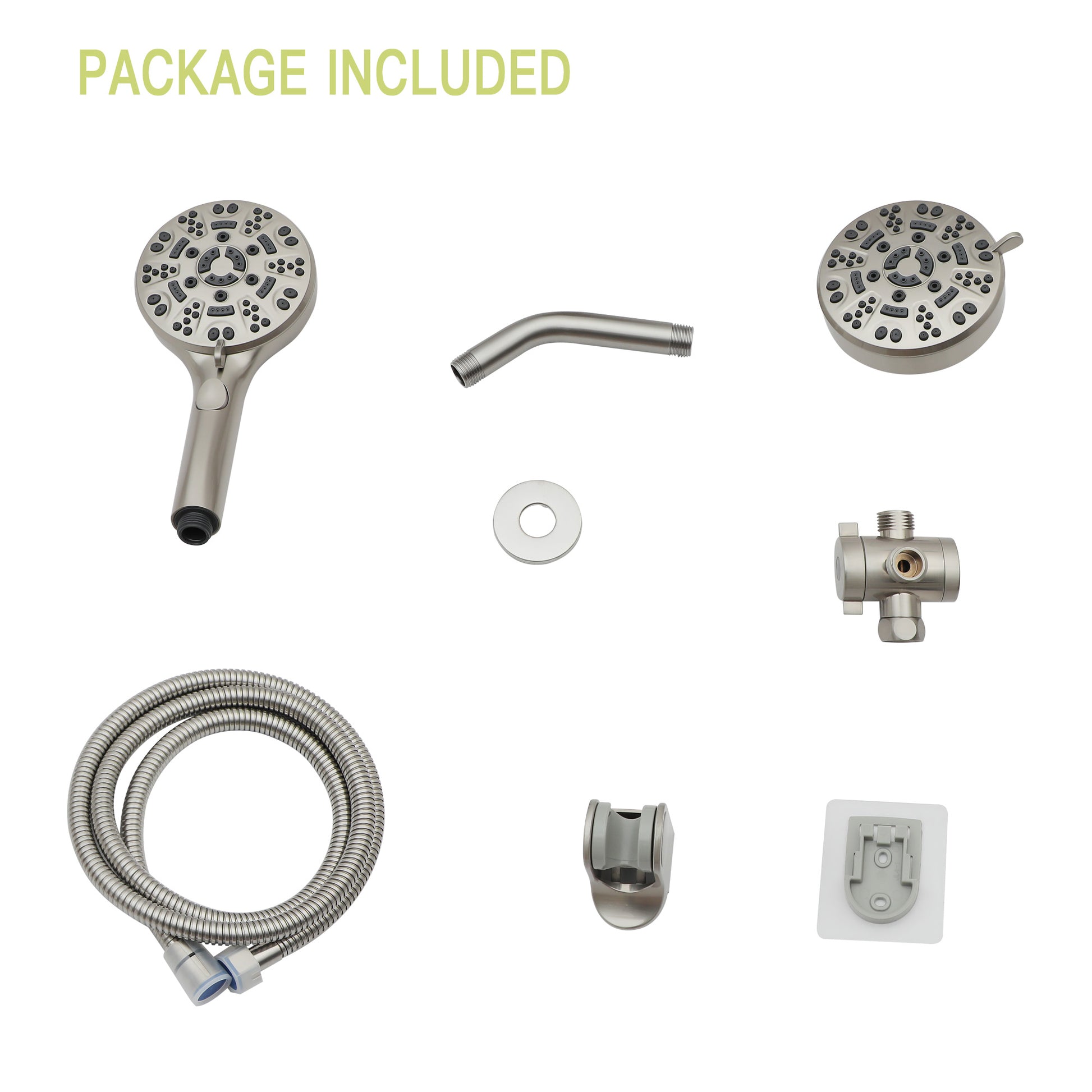 Multi Function Dual Shower Head Shower System With 4.7" Rain Showerhead, 8 Function Hand Shower, Brushed Nickel Brushed Nickel Plastic