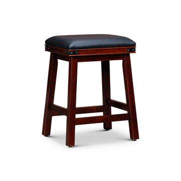 24" Counter Stool, Espresso Finish, Black Leather Seat Espresso Bonded Leather