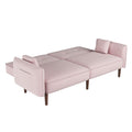 Convertible Sofa Bed With Wood Legs In Velvet Pink Pink Foam Velvet