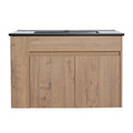 30 Inch Bathroom Vanity With Black Ceramic Basin And Adjust Open Shelf Kd Packing Imitative Oak Plywood