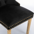 Nikki Collection Modern, High End Tufted Solid Wood Contemporary Velvet Upholstered Dining Chair With Golden Stainless Steel Plating Legs,Nailhead Trim,Set Of 2 Black And Gold, Sw1601Bk Black Foam Velvet