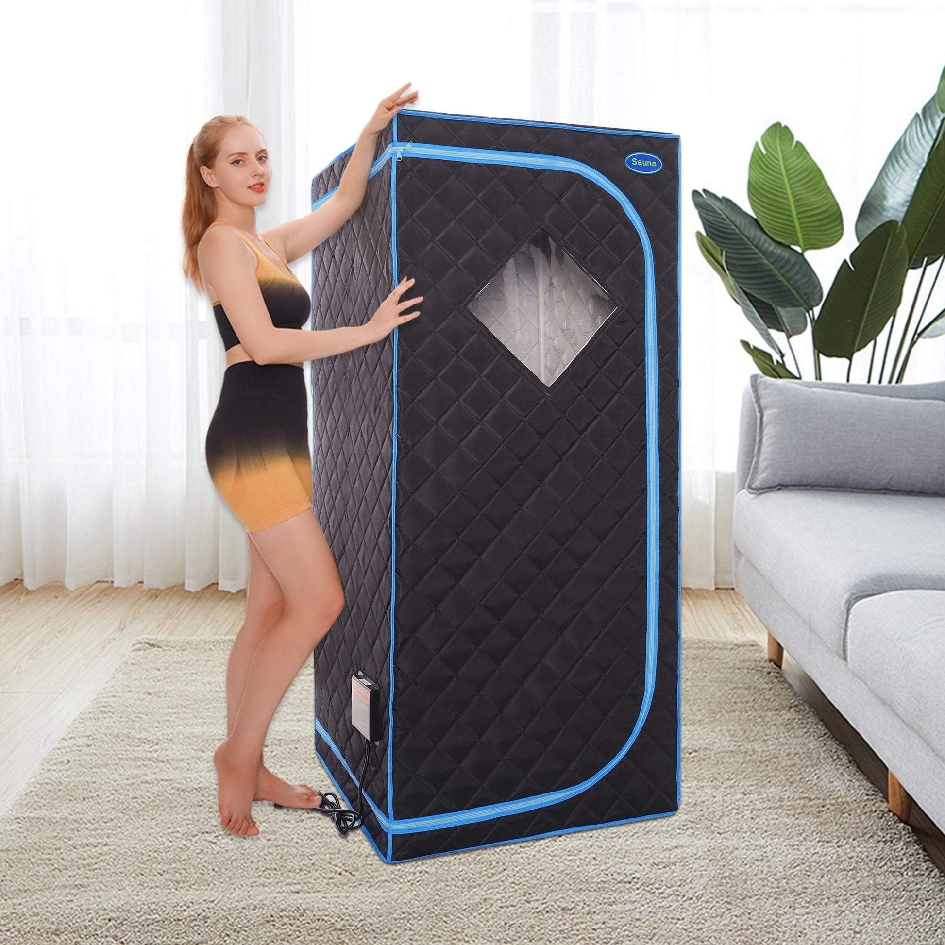 Portable Full Size Black Infrared Sauna Tent Personal Home Spa, With Infrared Panels, Heating Foot Pad,Controller, Foldable Chair ,Reading Light.Easy To Install.Fast Heating, With Fcc Certification. Black Polyester