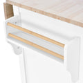 Kitchen Cart With Rubber Wood Drop Leaf Countertop, Concealed Sliding Barn Door Adjustable Height,Kitchen Island On 4 Wheels With Storage Cabinet And 2 Drawers,L52.2Xw30.5Xh36.6 Inch, White White Mdf