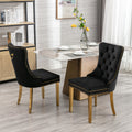 Nikki Collection Modern, High End Tufted Solid Wood Contemporary Velvet Upholstered Dining Chair With Golden Stainless Steel Plating Legs,Nailhead Trim,Set Of 2 Black And Gold, Sw1601Bk Black Foam Velvet