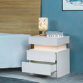 Led Nightstand Modern White Nightstand With Led Lights Wood Led Bedside Table Nightstand With 2 High Gloss Drawers For Bedroom White Abs Pc Particle Board