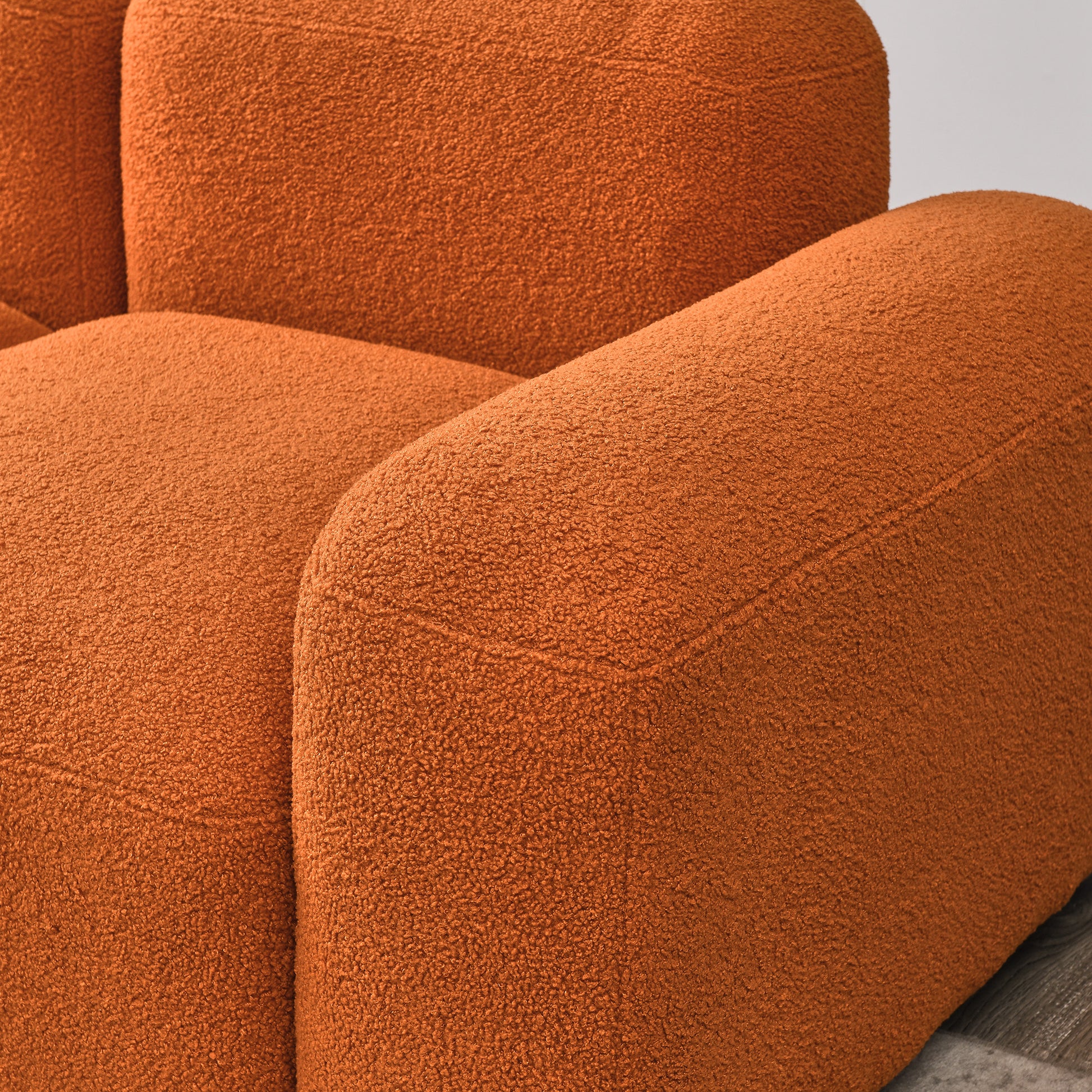 Ottoman For Modular Sofa Orange Polyester