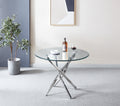 Artisan Contemporary Round Clear Dining Tempered Glass Table With Chrome Legs Silver Silver Glass