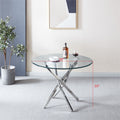 Artisan Contemporary Round Clear Dining Tempered Glass Table With Chrome Legs Silver Silver Glass