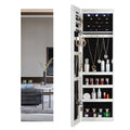 Full Mirror Fashion Simple Jewelry Storage Cabinet With Led Light Can Be Hung On The Door Or Wall White Mdf Mdf