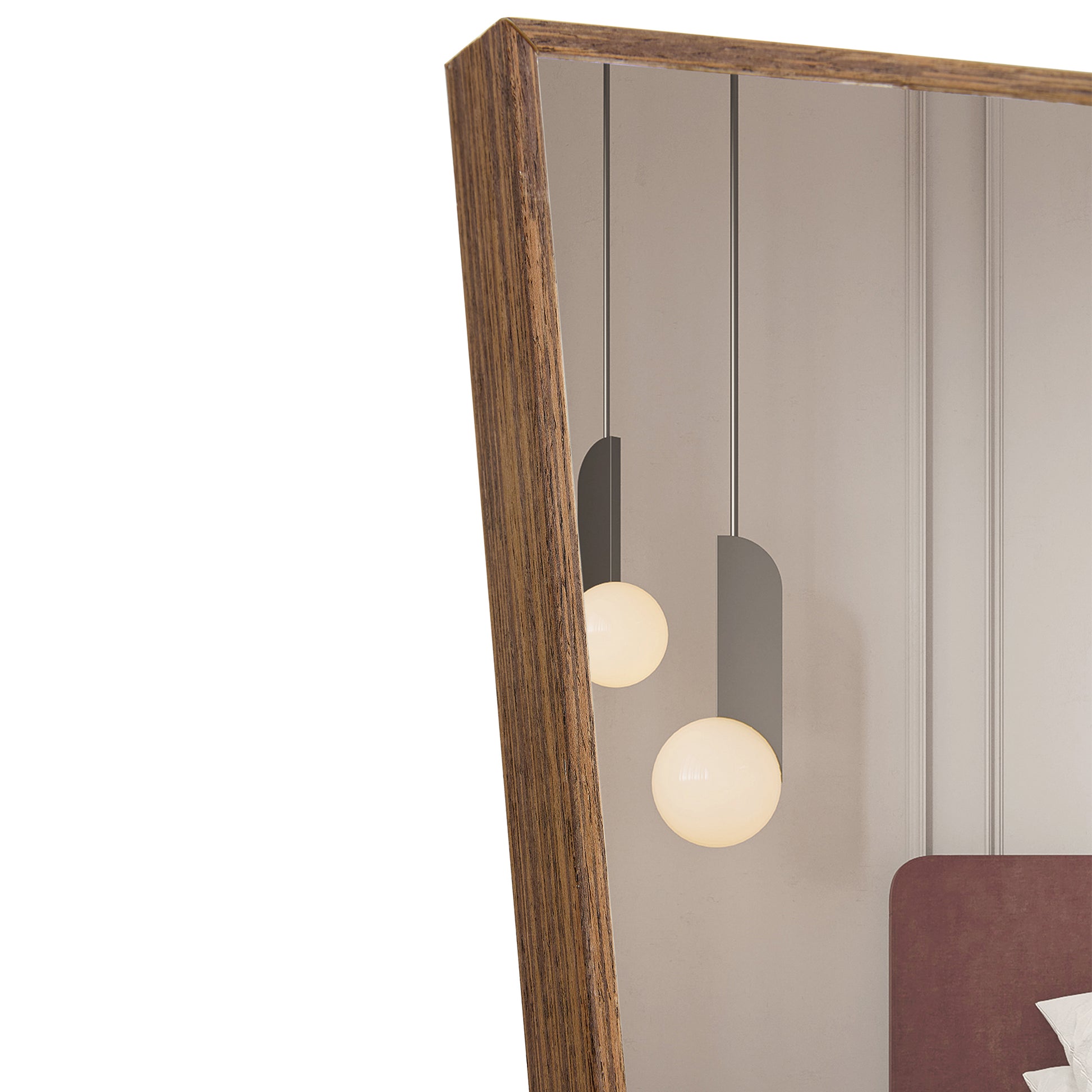 Brown Solid Wood Frame Full Length Mirror, Dressing Mirror, Bedroom Home Porch, Decorative Mirror, Clothing Store, Floor Mounted Large Mirror, Wall Mounted.63"*19" Brown Glass