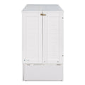 Queen Size Mobile Murphy Bed With Drawer And Little Shelves On Each Side,White Box Spring Not Required Queen White Wood Pine Pine