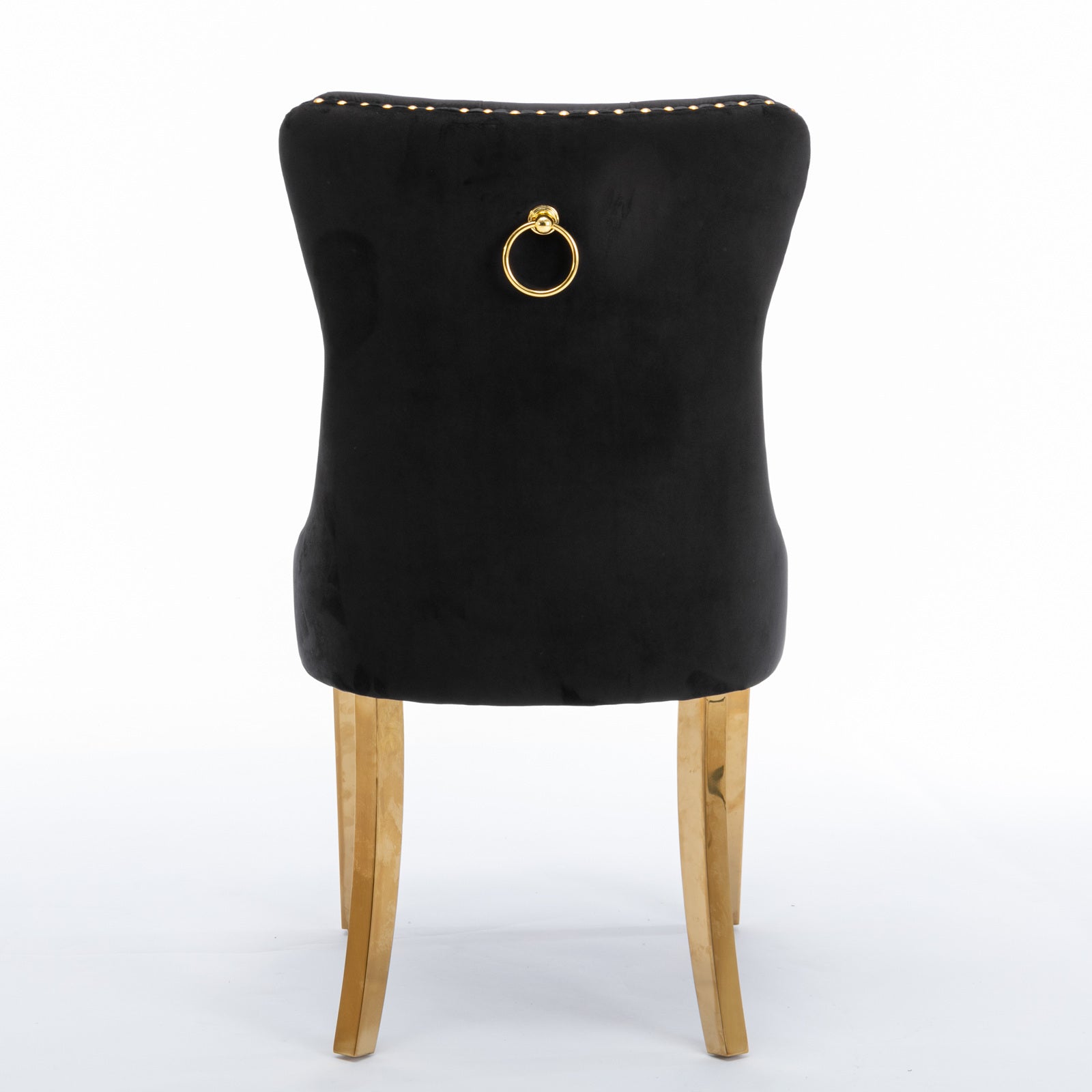 Nikki Collection Modern, High End Tufted Solid Wood Contemporary Velvet Upholstered Dining Chair With Golden Stainless Steel Plating Legs,Nailhead Trim,Set Of 2 Black And Gold, Sw1601Bk Black Foam Velvet