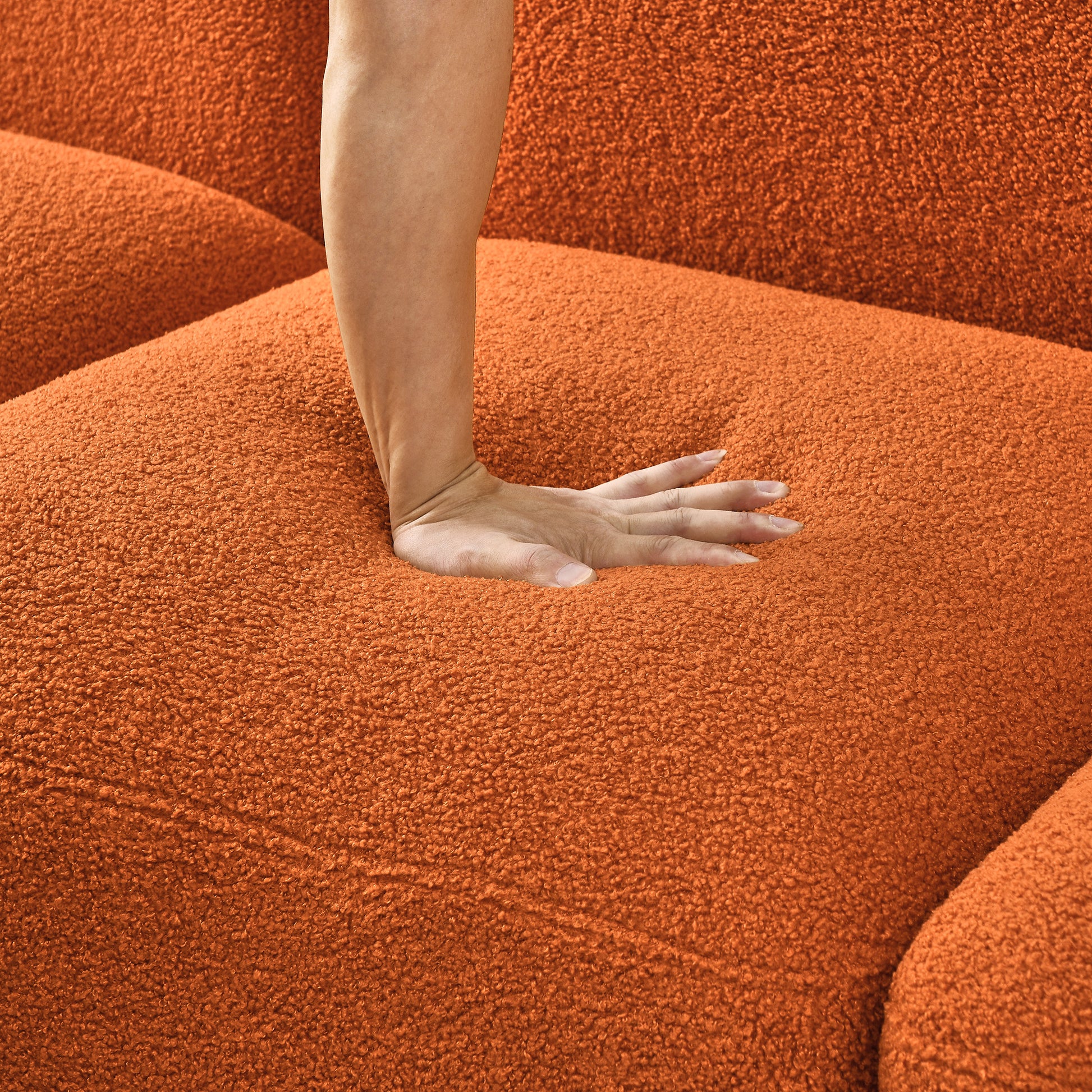 Ottoman For Modular Sofa Orange Polyester