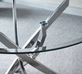 Artisan Contemporary Round Clear Dining Tempered Glass Table With Chrome Legs Silver Silver Glass