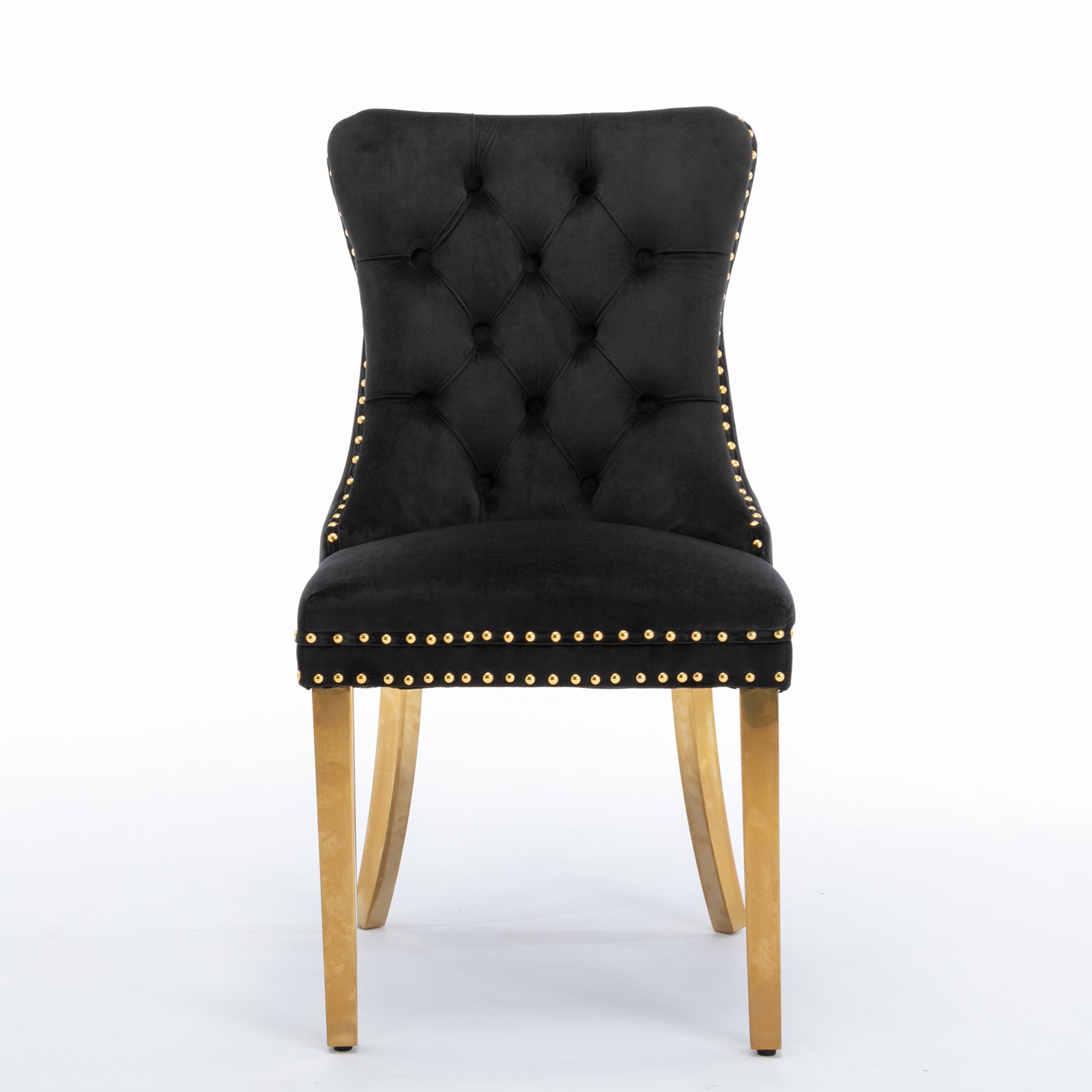 Nikki Collection Modern, High End Tufted Solid Wood Contemporary Velvet Upholstered Dining Chair With Golden Stainless Steel Plating Legs,Nailhead Trim,Set Of 2 Black And Gold, Sw1601Bk Black Foam Velvet