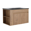 30 Inch Bathroom Vanity With Black Ceramic Basin And Adjust Open Shelf Kd Packing Imitative Oak Plywood