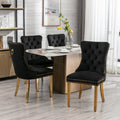 Nikki Collection Modern, High End Tufted Solid Wood Contemporary Velvet Upholstered Dining Chair With Golden Stainless Steel Plating Legs,Nailhead Trim,Set Of 2 Black And Gold, Sw1601Bk Black Foam Velvet