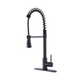 Single Handle Commercial Modern Matte Black Spring High Arc Kitchen Faucet Matte Black Stainless Steel